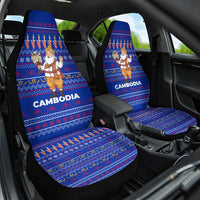 Cambodia Christmas Car Seat Cover with Santa in Traditional Outfit Elephant Dancers and Snowflake Pattern - Wonder Print Shop