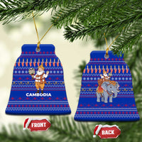 Cambodia Christmas Ceramic Ornament with Santa in Traditional Outfit Elephant Dancers and Snowflake Pattern - Wonder Print Shop
