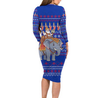 Cambodia Christmas Family Matching Long Sleeve Bodycon Dress and Hawaiian Shirt with Santa in Traditional Outfit Elephant Dancers and Snowflake Pattern - Wonder Print Shop