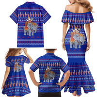 Cambodia Christmas Family Matching Mermaid Dress and Hawaiian Shirt with Santa in Traditional Outfit Elephant Dancers and Snowflake Pattern - Wonder Print Shop