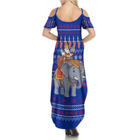 Cambodia Christmas Family Matching Summer Maxi Dress and Hawaiian Shirt with Santa in Traditional Outfit Elephant Dancers and Snowflake Pattern - Wonder Print Shop