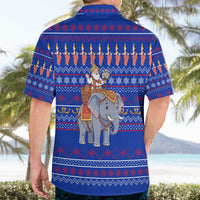 Cambodia Christmas Hawaiian Shirt with Santa in Traditional Outfit Elephant Dancers and Snowflake Pattern - Wonder Print Shop