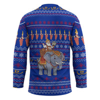 Cambodia Christmas Hockey Jersey with Santa in Traditional Outfit Elephant Dancers and Snowflake Pattern - Wonder Print Shop