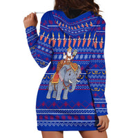 Cambodia Christmas Hoodie Dress with Santa in Traditional Outfit Elephant Dancers and Snowflake Pattern - Wonder Print Shop