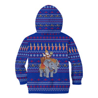 Cambodia Christmas Kid Hoodie with Santa in Traditional Outfit Elephant Dancers and Snowflake Pattern - Wonder Print Shop