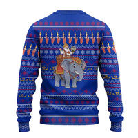 Cambodia Christmas Ugly Christmas Sweater with Santa in Traditional Outfit Elephant Dancers and Snowflake Pattern - Wonder Print Shop