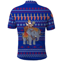 Cambodia Christmas Polo Shirt with Santa in Traditional Outfit Elephant Dancers and Snowflake Pattern - Wonder Print Shop