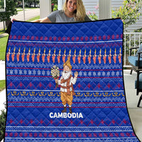 Cambodia Christmas Quilt with Santa in Traditional Outfit Elephant Dancers and Snowflake Pattern - Wonder Print Shop
