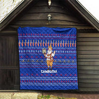 Cambodia Christmas Quilt with Santa in Traditional Outfit Elephant Dancers and Snowflake Pattern - Wonder Print Shop