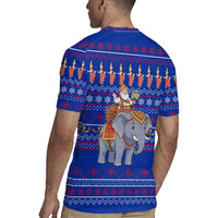 Cambodia Christmas Rugby Jersey with Santa in Traditional Outfit Elephant Dancers and Snowflake Pattern - Wonder Print Shop