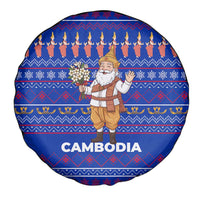 Cambodia Christmas Spare Tire Cover with Santa in Traditional Outfit Elephant Dancers and Snowflake Pattern - Wonder Print Shop