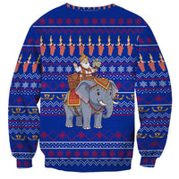 Cambodia Christmas Sweatshirt with Santa in Traditional Outfit Elephant Dancers and Snowflake Pattern - Wonder Print Shop