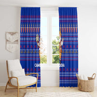 Cambodia Christmas Window Curtain with Santa in Traditional Outfit Elephant Dancers and Snowflake Pattern - Wonder Print Shop