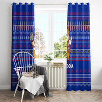 Cambodia Christmas Window Curtain with Santa in Traditional Outfit Elephant Dancers and Snowflake Pattern - Wonder Print Shop