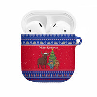 Cambodia Christmas AirPods Case with Buffalo Children Holiday Tree Snowflakes and Khmer Pattern Design - Wonder Print Shop