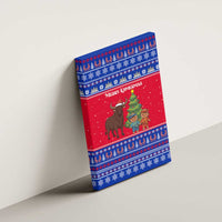Cambodia Christmas Canvas Wall Art with Buffalo Children Holiday Tree Snowflakes and Khmer Pattern Design - Wonder Print Shop