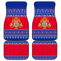 Cambodia Christmas Car Mats with Buffalo Children Holiday Tree Snowflakes and Khmer Pattern Design - Wonder Print Shop