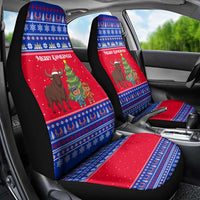 Cambodia Christmas Car Seat Cover with Buffalo Children Holiday Tree Snowflakes and Khmer Pattern Design - Wonder Print Shop