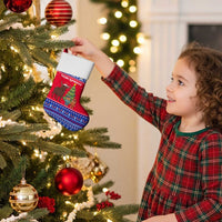 Cambodia Christmas Stocking with Buffalo Children Holiday Tree Snowflakes and Khmer Pattern Design - Wonder Print Shop