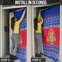 Cambodia Christmas Door Cover with Buffalo Children Holiday Tree Snowflakes and Khmer Pattern Design - Wonder Print Shop