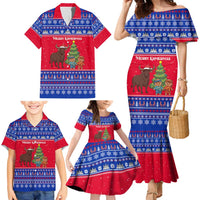 Cambodia Christmas Family Matching Mermaid Dress and Hawaiian Shirt with Buffalo Children Holiday Tree Snowflakes and Khmer Pattern Design - Wonder Print Shop