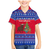 Cambodia Christmas Family Matching Mermaid Dress and Hawaiian Shirt with Buffalo Children Holiday Tree Snowflakes and Khmer Pattern Design - Wonder Print Shop