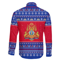 Cambodia Christmas Family Matching Off The Shoulder Long Sleeve Dress and Hawaiian Shirt with Buffalo Children Holiday Tree Snowflakes and Khmer Pattern Design - Wonder Print Shop