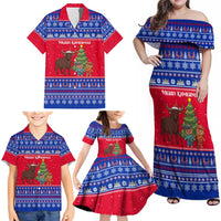 Cambodia Christmas Family Matching Off Shoulder Maxi Dress and Hawaiian Shirt with Buffalo Children Holiday Tree Snowflakes and Khmer Pattern Design - Wonder Print Shop