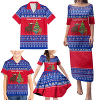 Cambodia Christmas Family Matching Puletasi and Hawaiian Shirt with Buffalo Children Holiday Tree Snowflakes and Khmer Pattern Design - Wonder Print Shop