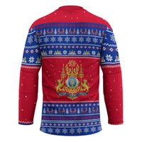 Cambodia Christmas Hockey Jersey with Buffalo Children Holiday Tree Snowflakes and Khmer Pattern Design - Wonder Print Shop