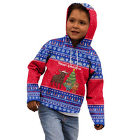 Cambodia Christmas Kid Hoodie with Buffalo Children Holiday Tree Snowflakes and Khmer Pattern Design - Wonder Print Shop