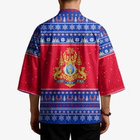 Cambodia Christmas Kimono with Buffalo Children Holiday Tree Snowflakes and Khmer Pattern Design - Wonder Print Shop