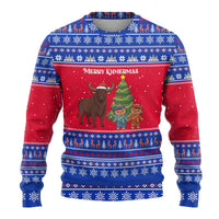 Cambodia Christmas Ugly Christmas Sweater with Buffalo Children Holiday Tree Snowflakes and Khmer Pattern Design - Wonder Print Shop
