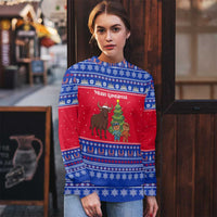 Cambodia Christmas Ugly Christmas Sweater with Buffalo Children Holiday Tree Snowflakes and Khmer Pattern Design - Wonder Print Shop