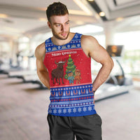 Cambodia Christmas Men Tank Top with Buffalo Children Holiday Tree Snowflakes and Khmer Pattern Design - Wonder Print Shop