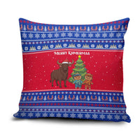 Cambodia Christmas Pillow Cover with Buffalo Children Holiday Tree Snowflakes and Khmer Pattern Design - Wonder Print Shop