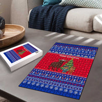 Cambodia Christmas Puzzle with Buffalo Children Holiday Tree Snowflakes and Khmer Pattern Design - Wonder Print Shop