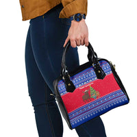Cambodia Christmas Shoulder Handbag with Buffalo Children Holiday Tree Snowflakes and Khmer Pattern Design - Wonder Print Shop