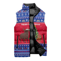 Cambodia Christmas Sleeveless Puffer Jacket with Buffalo Children Holiday Tree Snowflakes and Khmer Pattern Design - Wonder Print Shop