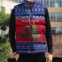 Cambodia Christmas Sleeveless Puffer Jacket with Buffalo Children Holiday Tree Snowflakes and Khmer Pattern Design - Wonder Print Shop