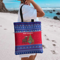 Cambodia Christmas Tote Bag with Buffalo Children Holiday Tree Snowflakes and Khmer Pattern Design - Wonder Print Shop