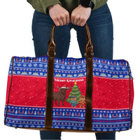 Cambodia Christmas Travel Bag with Buffalo Children Holiday Tree Snowflakes and Khmer Pattern Design - Wonder Print Shop