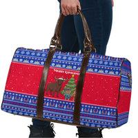 Cambodia Christmas Travel Bag with Buffalo Children Holiday Tree Snowflakes and Khmer Pattern Design - Wonder Print Shop
