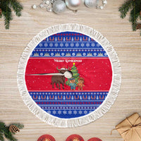 Cambodia Christmas Tree Skirt with Buffalo Children Holiday Tree Snowflakes and Khmer Pattern Design - Wonder Print Shop