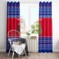 Cambodia Christmas Window Curtain with Buffalo Children Holiday Tree Snowflakes and Khmer Pattern Design - Wonder Print Shop