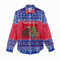 Cambodia Christmas Women Casual Shirt with Buffalo Children Holiday Tree Snowflakes and Khmer Pattern Design - Wonder Print Shop