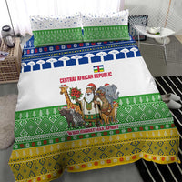 Central African Republic Christmas Bedding Set with Santa and Safari Animals Baobab Trees Snowflakes and Tribal Pattern - Wonder Print Shop