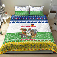 Central African Republic Christmas Bedding Set with Santa and Safari Animals Baobab Trees Snowflakes and Tribal Pattern - Wonder Print Shop