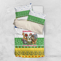 Central African Republic Christmas Bedding Set with Santa and Safari Animals Baobab Trees Snowflakes and Tribal Pattern - Wonder Print Shop