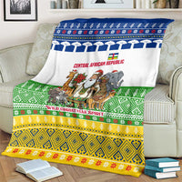 Central African Republic Christmas Blanket with Santa and Safari Animals Baobab Trees Snowflakes and Tribal Pattern - Wonder Print Shop